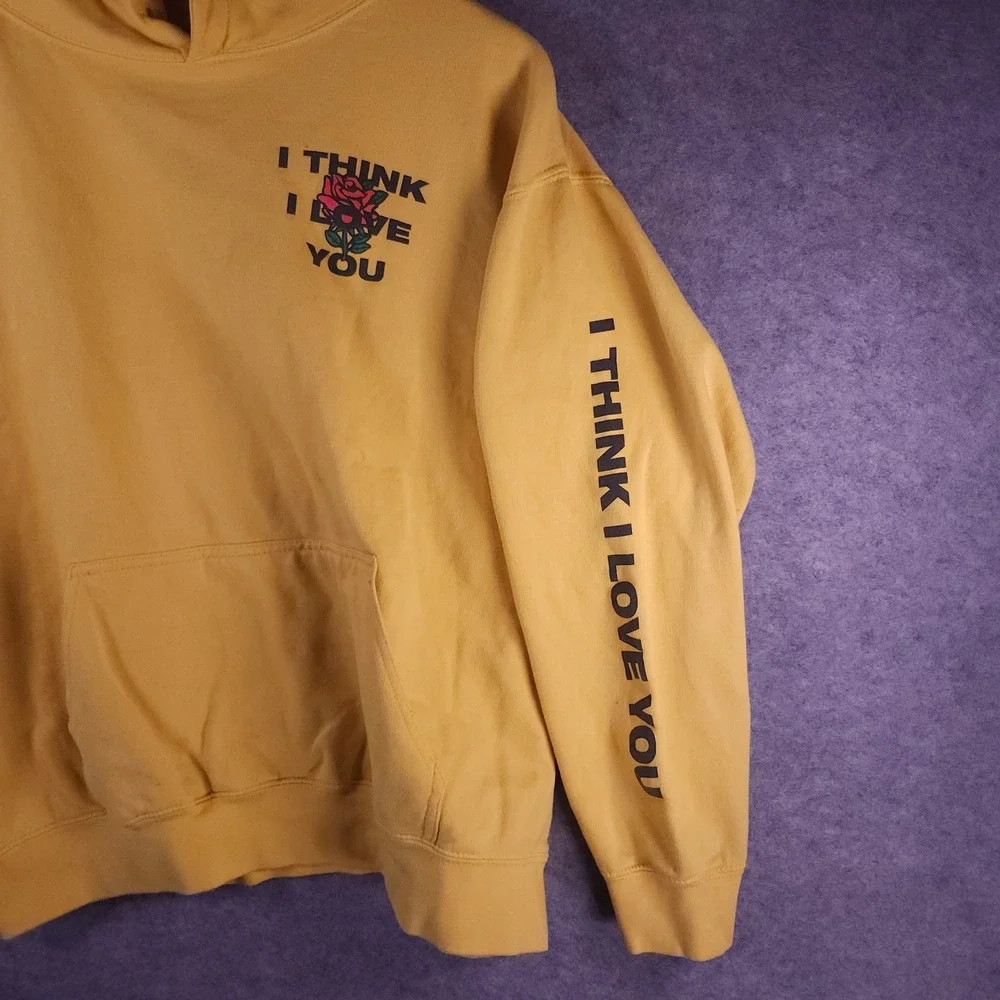 Yours Truly Yellow Phora I Think I Love You Rose Graphic Hoodie Men L Rare‎ Flaw